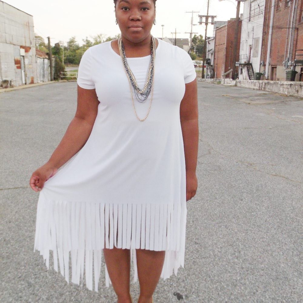 White Fringe Dress - Picture 2 of 3